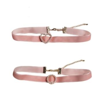 Imagem de Kysin Chiys Conjunto de 2 peças de gargantilhas de veludo vermelho preto dos anos 90 grosso e fino tubo de coração círculo de coração colar gótico para mulheres, Small, Zinco, Sem Pedra Preciosa