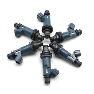 Imagem de Conjunto de 6 bicos injetores de combustível para carros, código 23250-20020, compatíveis com Toyota Avalon 3.0L V6 (1998-2004) e Camry 3.0L V6 (1998-2001).