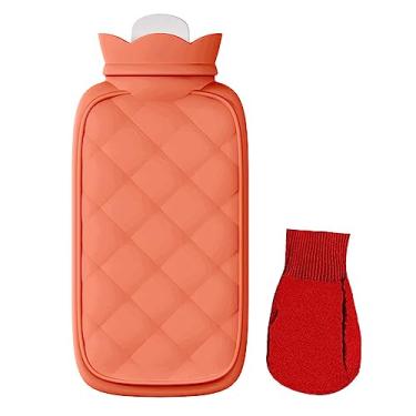 Imagem de Saco de Água Quente Ambientalmente Amigável Garrafa Silicone Aquecedor Mãos Bonito com Capa Tricô Proteção Contra o Frio Alivio Dor Cólicas Menstruais