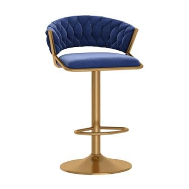 Imagem de Bancos de bar giratórios, 1 peça, banquetas de veludo ajustáveis para cozinha, ilha, sala de jantar, cadeiras de bar modernas com encosto trançado