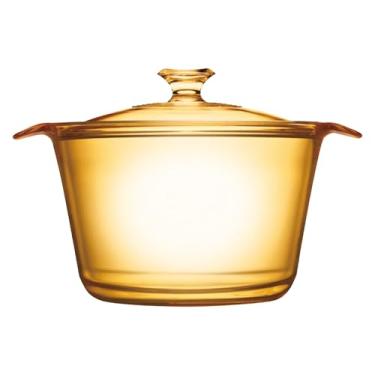 Imagem de Panela transparente de vidro e cerâmica 3,8 L com tampa – Panela transparente resistente ao calor, design de alça sem costura, adequada para fogão, forno, micro-ondas e máquina de lavar louça, visões