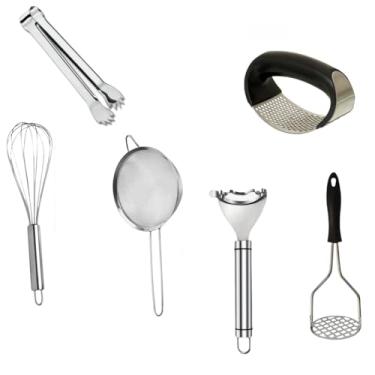 Imagem de kit 10 utensílios de cozinha inox、descascador de milho e amassador de alho、utensílios multifuncionais para cozinha doméstica (KIT 3)