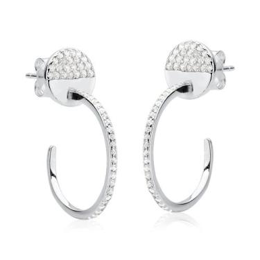 Imagem de Brinco Argola Cravejada De Prata 925 - DR Jóias