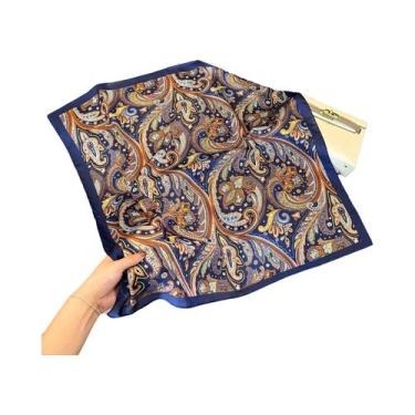 Imagem de Lenço Quadrado De Seda Luxuosa Para Mulheres, Estampado, Para Enrolar 