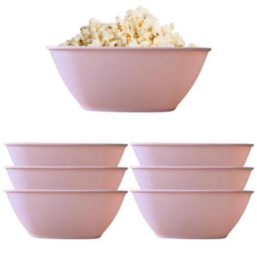 Imagem de 6 Tigelas Quadrada Rosa Saladeira em Melamina 1,5L - Sk