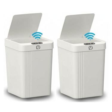 Imagem de Kit 2x Lixeira Automática 13L Sensor Movimento Tampa Inteligente Desig