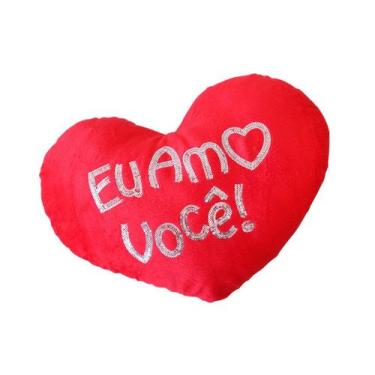 Imagem de Almofada em formato de coração de poliéster com lantejoula - 44cm - QU