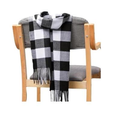 Imagem de Cachecol Feminino De Inverno Em Cashmere Xadrez Macio, Liso, Tipo Xale
