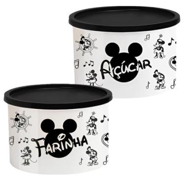 Imagem de Kit 2 Potes de Mantimentos - DMPLAS, Mickey, Feijão + Farinha