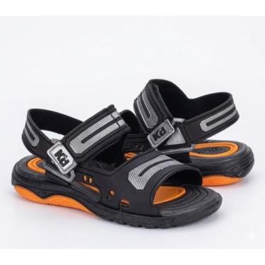 Imagem de Sandalia Kidy Toys Masculina Com Caminhão Cegonha, PRETO/LARANJA, 25