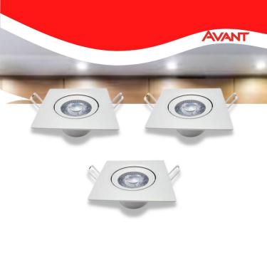 Imagem de Kit 3 Luminária Quad. Spot 3w 3000k Branco-quente Avant
