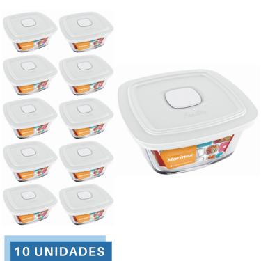 Imagem de 10 Potes Vidro Facilita Vap Quadrado Com Tampa 2L Marinex