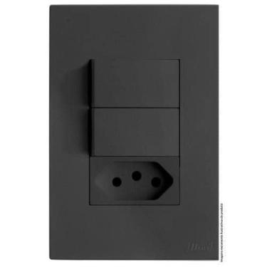 Imagem de Kit Interruptor Duplo Simples + Tomada 10A 4X2 Brs12242-4Gf