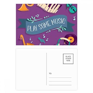 Imagem de Diythinker Conjunto de fone de ouvido musical de piano elétrico, cartão postal de aniversário, cartão de agradecimento, lado de correspondência, 20 peças
