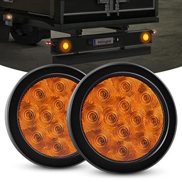 Imagem de Nilight 2 peças de luzes traseiras de reboque de LED 10 cm 12 LED redondo âmbar com plugues de superfície IP67 Parada de freio para trailer Jeep UTE UTV 12 V, 2 anos de garantia
