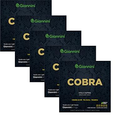 Imagem de Kit 5 Jogos Cordas Viola Caipira Giannini Cobra Tensão Leve