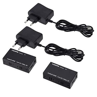 Imagem de Cabo extensor HDMI 60M (transmissor e receptor) Sobre um único RJ45 cat5e Cat6 Ethernet HDMI remetente e receptor para DVD PC laptop