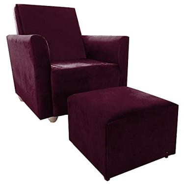 Imagem de Poltrona Infantil Angel + Puff Bordo - Moveis Aguias