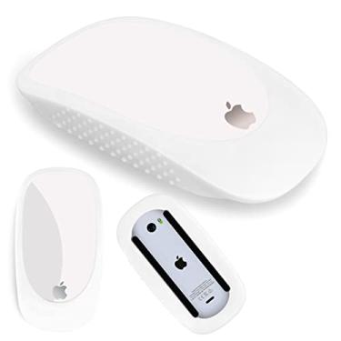 Imagem de AKSHFETH Capa de silicone para mouse compatível com Apple Magic Mouse I&II - capa antiqueda para AppleMouse 2 (branco)