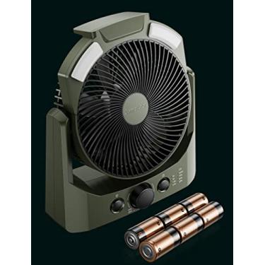 Imagem de Ventilador de acampamento operado por bateria D-cell, 8,5 polegadas, ventilador de mesa USB silencioso com lanterna LED de 4 níveis, luz SOS, ventiladores de mesa portáteis ao ar livre com