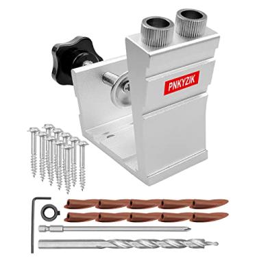 Imagem de Kit de gabarito de bolso para marcenaria, gabarito de parafuso de bolso de aço endurecido para folhas de madeira macia, cinza prateado