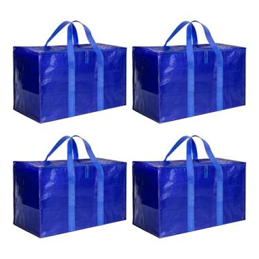 Imagem de Simple Deluxe Pacote com 4 sacos de transporte, bolsas de armazenamento resistentes com tampas, alças resistentes e zíper, alternativas para caixas de mudança, extragrande, para embalagem de roupas,
