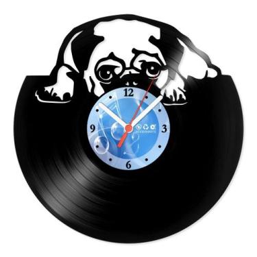 Imagem de Relógio De Parede Disco Vinil Animais - Pug Deitado - VAN-023 - Modern