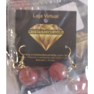 Imagem de Brinco Disco Pedra Cherry Rosa Montagem Pino Anzol Banho Ouro - Crista