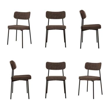 Imagem de Kit com 6 Cadeiras para Sala de Jantar Mona Yescasa Marrom Castor