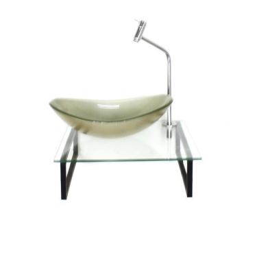 Imagem de Kit Cuba de Vidro Oval 10cm com Tampo 40cm e Suporte Champanhe