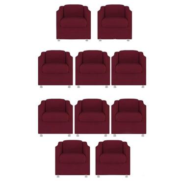 Imagem de Kit 10 Poltronas Bia Decorativa Reforçada Recepção Clinica Salão Sala De Estar Suede Marsala