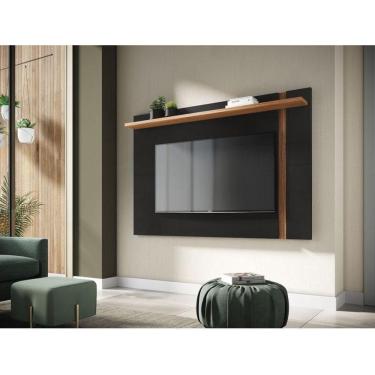Imagem de Painel Para Tv Suspenso Extensivo Ambiente Leme Preto Acetinado Noce Milano - Colibri