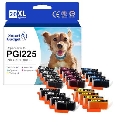 Imagem de Smart Gadget Cartucho de tinta compatível com tinta para Canon PGI-225 CLI-226 PGI225 CLI226 para uso com MG6220 MG6120 MG5320 MX882 MX892 (4 grandes pretos, 4 cianos, 4 magenta, 4 amarelos, 4 pretos