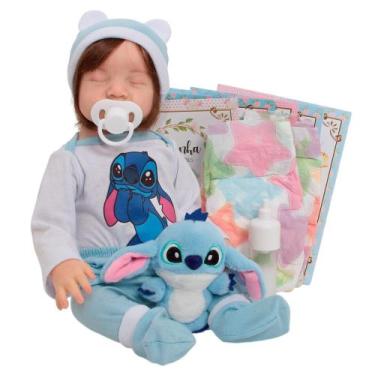 Imagem de Bebê Reborn Boneca Realista Fio a Fio Olhos Fechados + Itens - Cegonha