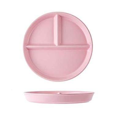 Imagem de Prato de serviço prato de cerâmica para redução de gordura prato de jantar infantil para uma pessoa comer três grades e refeições divididas para uso doméstico pratos (cor: 1, tamanho: L)