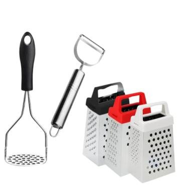 Imagem de Kit Amassador Batata + Amassador Alho + Descascador + Ralador + Peneira Cozinha + Espremedor Limão (3Pçs-Am Batata+Descador+ Ral)