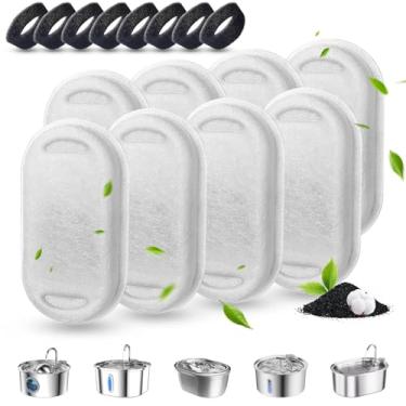 Imagem de Filtros de fonte de água para gatos, pacote com 16 filtros para fonte de água de aço inoxidável para animais de estimação de 1,899 g/2L e 3,061 g/3,2L, pacote com 8 filtros de substituição para