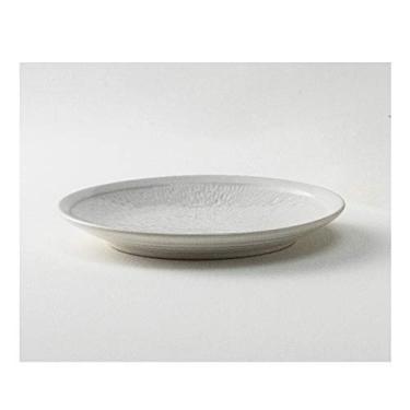 Imagem de Prato de serviço, pratos de porcelana de 25 cm, pratos de jantar redondos, bife, sobremesa, macarrão, prato de servir pizza, seguro para micro-ondas, branco cremoso, 2 peças de pratos
