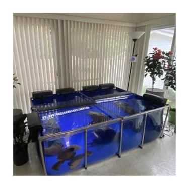 Imagem de Lagoa de peixes dobrável grande para quintal, lagoa com painel de visualização transparente, lona de PVC, aquicultura doméstica, lagoa acima do solo para criação de carpas, arranjo de jardim (150 x