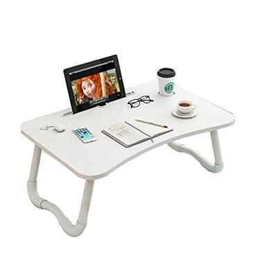 Imagem de Bandeja de cama dobrável para laptop, mesa dobrável na cama, mesa de colo portátil, suporte de mesa dobrável, para trabalhar na cama/sofá/sofá, azul marinho (branco)