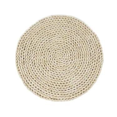 Imagem de HSYHKDSY Jogo americano redondo elíptico/quadrado 11-60 cm de tecido natural jacinto de água para mesa de jantar (45 cm b)