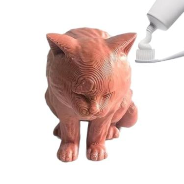 Imagem de Dispensador de pasta de dente engraçado - acessórios de banheiro de vômito de gato | Capa de pasta de dente de pegadinha, para estudantes universitários, proprietários, colecionadores, banheiro