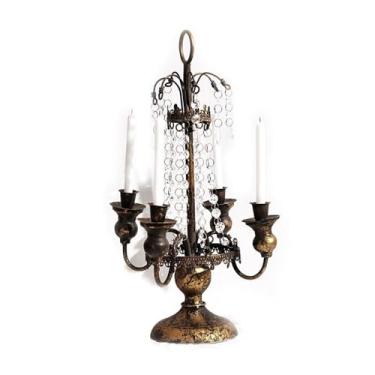 Imagem de CFGH6FDF Castiçal retrô country quatro cabeças castiçal casa romântico suporte de vela de ferro decoração suporte à luz de velas