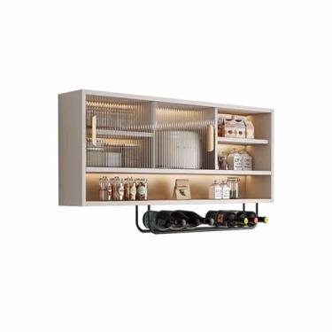 Imagem de Armário de parede de cozinha de liga de alumínio armário de parede montado na parede armário de armazenamento lateral de jantar armário de armazenamento de especiarias de vidro, armários de parede com