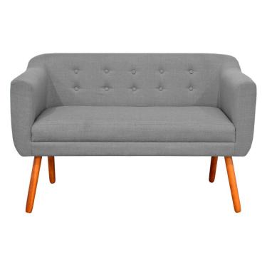 Imagem de Sofá Retrô Namoradeira Julia 1,40 2L Linho Cinza Pés Palito
