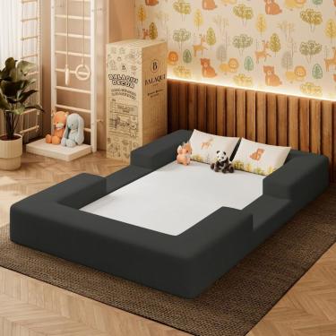 Imagem de Cama Montessoriana Berço Infantil 100% Espuma Balaqui Decor Grafite