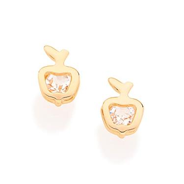Imagem de Brinco infantil maça com cristais Branco-525238-Rommanel Cor: Branco