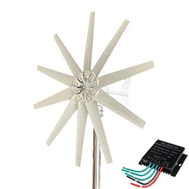Imagem de Gerador de turbina eólica vertical, eixo vertical de 3000w turbina eólica permanente de maglev 12v 24V 48V MPPT para uso doméstico (com controlador, 10 lâminas),24v