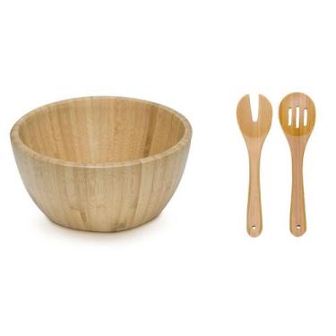 Imagem de Saladeira De Bambu Mod 19 Cm Pegadores Separados - Ecologica - Mimo