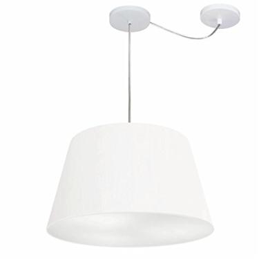 Imagem de Lustre Pendente com Desvio de Centro Cúpula Tecido 21/30x40 cm, Vivare Iluminação, Pendente4279 BR, Branco, Médio